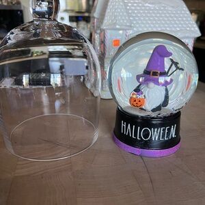 Rae Dunn Black Snow Globe Base with a cloche.